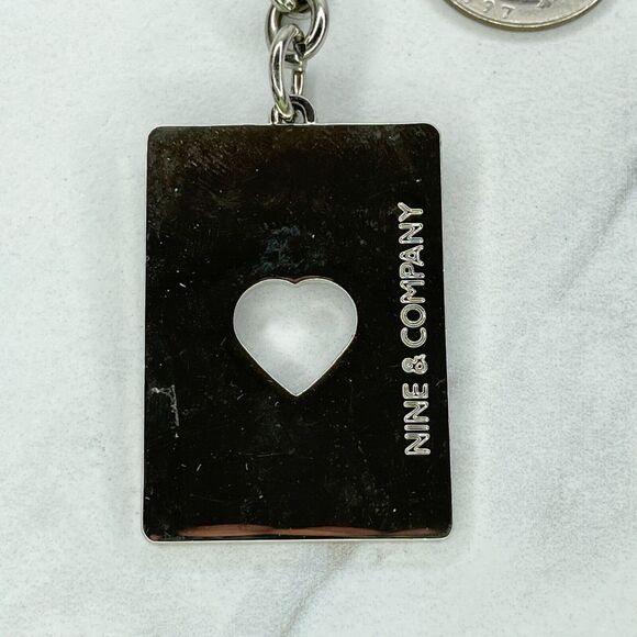 Nine & Company Silver Tone Open Heart Keychain Keyring - Picture 2 of 7